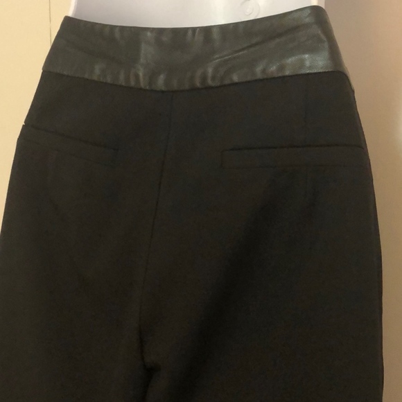 Milly Black Wool Pants w/ Black Leather Faux Belt - Picture 6 of 8